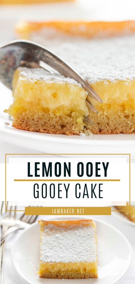 Gooey Butter Cake From Scratch, Ooey Gooey Butter Cake Recipe, Ooey Gooey Cake, Ooey Gooey Butter Cake, Gooey Cake, Kek Lapis, Cake From Scratch, Creamy Pudding, Gooey Butter Cake