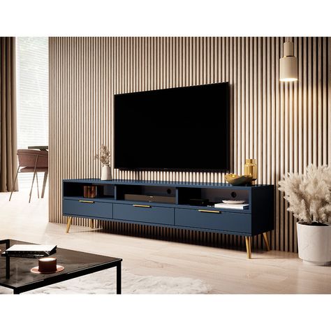 Blue Tv Stand, Tv Unit Design Modern, Luxury Living Room Decor, Living Tv, Living Room Tables, Living Room Tv Unit Designs, Living Room Tv Unit, Tv Room Design, Living Room Design Inspiration