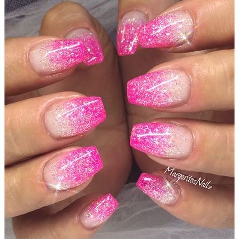 Glitter Stiletto Nails, Coachella Nails, Nails With Glitter, Unghie Nail Art, Pink Glitter Nails, Pink Ombre Nails, Ombre Nails Glitter, Smink Inspiration, Glitter Acrylics