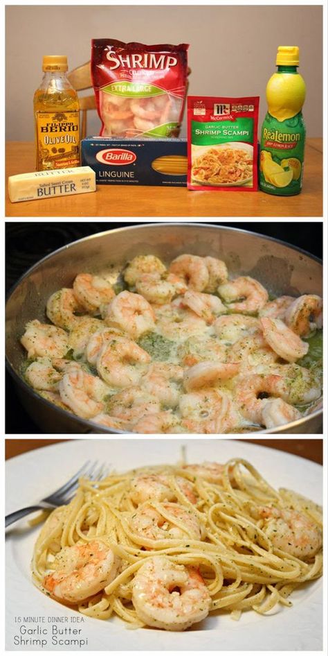 Garlic Butter Shrimp Scampi, 15 Minute Dinners, Resep Pasta, Scampi Recipe, Garlic Butter Shrimp, Butter Shrimp, Fast Easy Meals, Easy Homemade Recipes, Shrimp Scampi