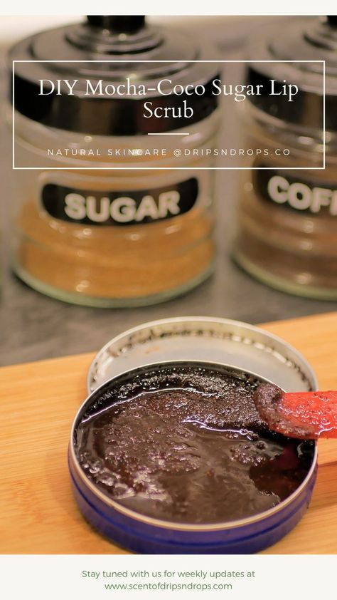 DIY mocha-coco sugar lip scrub Almond Oil Uses, Nivea Cream, Lip Scrub Recipe, Coffee Mocha, Coffee Aroma, Sugar Scrub Diy, Sugar Lip Scrub, Scrub Recipe, Sugar Lips