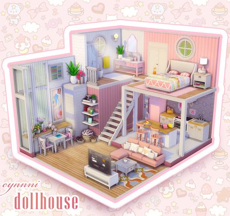 Just a lil' loft dollhouse @smartmilkboxes Sims 4 Loft, Lotes The Sims 4, Sims Freeplay Houses, Tapeta Harry Potter, Sims 4 Bedroom, Sims 4 House Plans, Sims 4 House Building, Rumah Minecraft, Sims 4 House Design