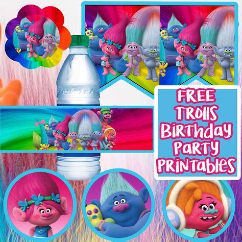 Trolls Center Piece Ideas, Trolls Cupcake Toppers, Troll Party Theme, Troll Cupcakes, Trolls Party, Movie Birthday Party, 50th Birthday Party Decorations, Trolls Birthday Party, Troll Party