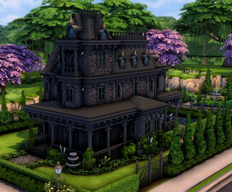 Sims 4 Goth House, Sims Layout, Goth Houses, Minecraft Idea, Modern Goth, Sims House Ideas, Coaster Ideas, Twilight Dr, Planet Coaster