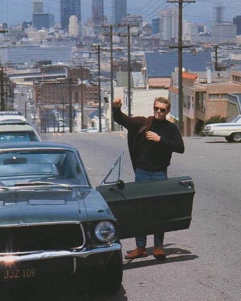 Lux Conduct on Instagram: “Starting the new week like the King of Cool - Steve McQueen in “Bullitt”, 1968” Steve Mcqueen Style, Steven Mcqueen, Mustang Bullitt, Photo Star, Steve Mc, Mustang Fastback, Marmaris, Rat Rods, Cars Movie