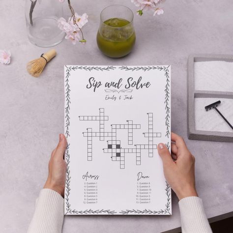 Crossword Wedding, Crossword Template, Sip And Solve, Puzzle Wedding, Wedding Table Games, Wedding Games, Christmas Deals, Crossword Puzzle, Wedding Invitation Paper