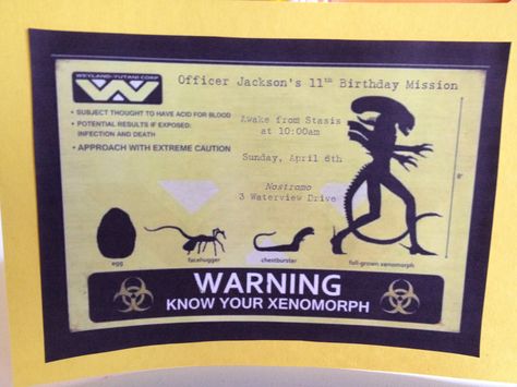 Xenomorph Birthday Invitation Xenomorph Birthday Party, Alien Birthday, 21 Dinner, Alien Predator, Alien Xenomorph, Amazing Illustrations, Alien Halloween, 34th Birthday, 28th Birthday