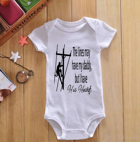 Lineman Daddy Lineman Gender Reveal Ideas, Lineman Baby Announcement, Lineman Onesie, First Baby Announcements, Onesie Designs, Baby Announcement Grandparents, Pregnancy Announcement Pictures, Announcement Pictures, Cow Tattoo