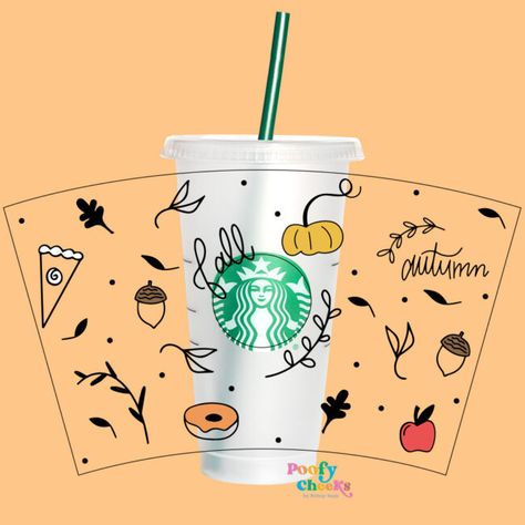 Free Cut Files for Silhouette and Cricut - Poofy Cheeks Starbucks Cup Wrap, Fall Starbucks, Free Silhouette Cut Files, Expressions Vinyl, Cricut Supplies, Free Cut Files, Patterned Vinyl, Fall Feels, Cup Wrap