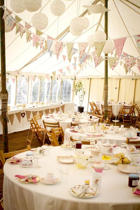 Tabitha by Charlotte Balbier for a Sunny September English Country Wedding... pennants? Afternoon Tea Wedding, English Country Weddings, English Tea Party, Wedding Bunting, Tea Party Theme, Tea Party Wedding, Vintage Tea Party, Afternoon Tea Parties, Fiesta Baby Shower