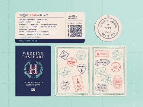 Passport Design Ideas, Passport Graphic Design, Passport Aesthetic, Travel Graphic Design, Passport Design, Wedding Passport, Tourist Agency, Passport Template, Passport Invitations