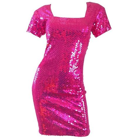 Preowned Sexy 1990s Hot Pink Fully Sequined Fuchsia Bodycon Vintage... (935 CAD) ❤ liked on Polyvore featuring dresses, cocktail dresses, pink, pink bodycon dress, sexy mini dress, short sequin cocktail dresses, sexy sequin dresses and pink cocktail dress Hot Pink Cocktail Dress, Pink 90s, Fashion 1990s, Vintage Pink Dress, Sequin Dress Short, Pink Bodycon, Pink Sequin Dress, Pink Dress Short, Dresses Sequin