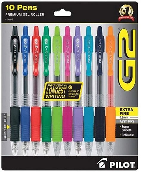 Pilot G2 Premium Retractable Gel-Ink Rolling Ball Pens, Extra Fine Point (0.5mm), Assorted, 10/Pk (14168) Elementary Science Teacher, Writing & Drawing Instruments, Paper Mate Flair, Classroom Essentials, Erasable Gel Pens, Roller Pen, Fine Point Pens, Pilot Pens, Pen Brands