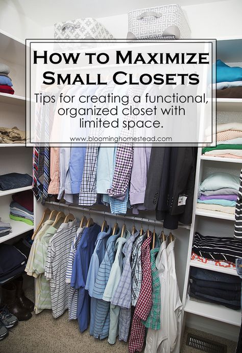 How to maximize small closet-tips for creating a functional organized closet with limited space. Optimize Closet Space, How To Maximize Closet Space, How To Maximize Small Closet Space, Small Bedroom Closets, Closet Makeover Bedroom, Maximizing Closet Space, Maximize Small Closet, Master Closet Makeover, Closet Design Plans