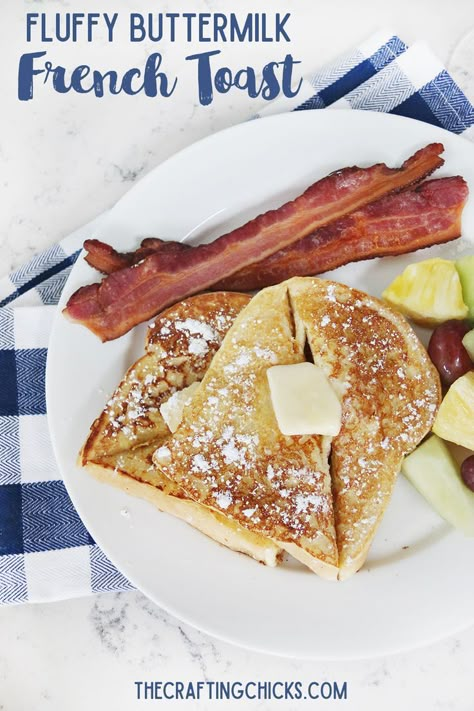 Buttermilk French Toast, Breakfast American, Breakfast Toast Ideas, Appetizer Toasts, Fluffy French Toast, Breakfast French Toast, French Food Recipes, French Toast Recipes, Toast Ideas