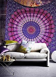 raajsee Purple Tapestry- Best Mandala Wall Hanging- Bedding Tapestry For Bedroom Aesthetic-Size TWIN 140 X 210 CMS Hippie Tapestries, Purple Tapestry, Tapestry For Bedroom, Trippy Tapestry, Boho Macrame Wall Hanging, Hanging Bedroom, Hanging Beds, Hippie Room Decor, Queen Bedspread