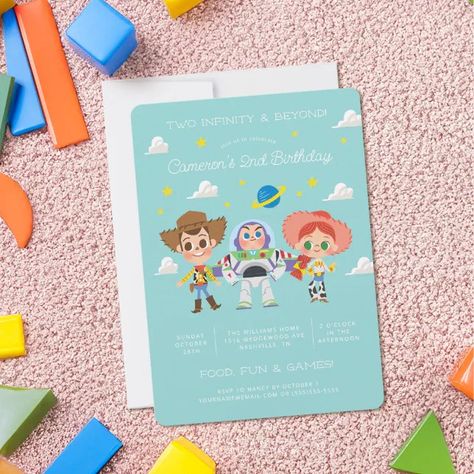 Toy Story Characters 2 Infinity & Beyond Birthday Invitation | Zazzle 2 Infinity And Beyond Birthday, Infinity And Beyond Birthday Party, Beyond Birthday, Toy Story Movie, Toy Story Characters, Toy Story Birthday Party, 2nd Birthday Invitations, Birthday Toys, Birthday Party Invite