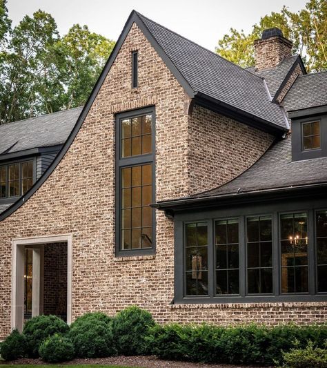 MARIAH KOEHLE | CA/UT REALTOR on Instagram: “Excellence is achieved by the mastery of the fundamentals.” -Vince Lombardi Awe, let that soak in for a moment!!! Photo:@reedbrownphoto⁠…” Modern Red Brick Fireplace, Black House With Red Brick, Exterior House Colors With Brick Red, Black Windows Brick House, Copper Porch Roof, Dark Exterior House Colors With Brick, Light Brown Brick House Exterior, Dark Gray Brick House Exterior, Brick And Stone Home Exterior