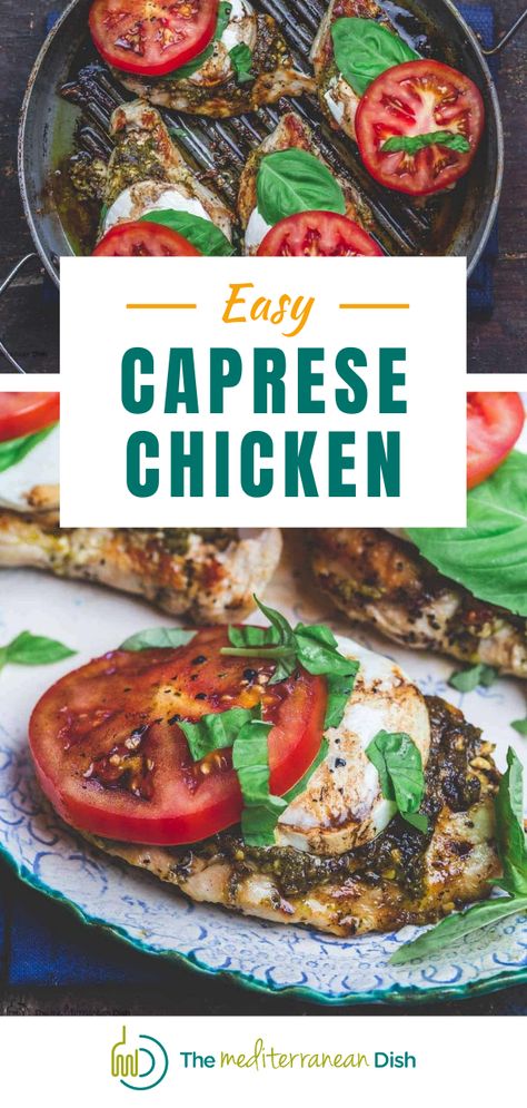 Recipe With Basil, Spinach Recipes Healthy, Chicken Caprese, Greek Chicken Recipes, The Mediterranean Dish, Basil Recipes, Caprese Chicken, Chicken Dinners, Healthy Comfort Food