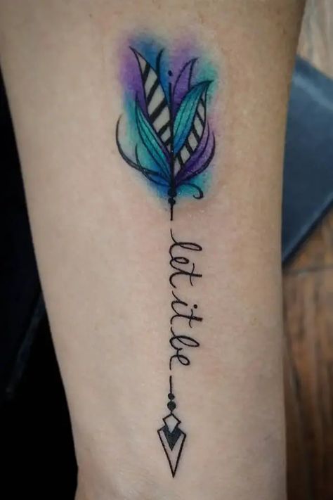 Let It be Let It Be Tattoo, Watercolor Arrow Tattoo, Sky Tattoo, Arrow Tattoos For Women, Targaryen Tattoo, Go Tattoo, Tiny Wrist Tattoos, Tattoo Schrift, Dragon Tattoo For Women