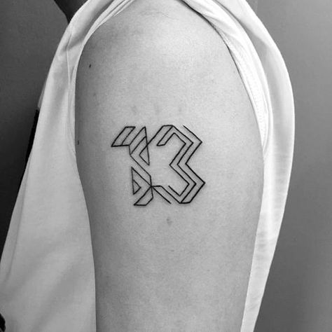 13 Number Tattoo Designs, 13 Tattoo Number Ideas, Number 13 Tattoos, Geometric Tattoo Ideas, Small Geometric Tattoo, Hexagon Tattoo, 13 Tattoo, Matching Best Friend Tattoos, Brave Heart