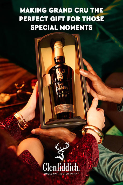 Gift the spectacular this holiday season with a bottle of Glenfiddich Single Malt Scotch Whisky. Discover Glenfiddich Grand Cru – aged 23 years and finished in French curvée casks that impart decadent, flavorful aromas of baked brioche and rich vanilla. Make a delicious impression at your next holiday party or with the one who raised you as the perfect holiday gift. Shop Glenfiddich Grand Cru and our full range of Scotch whisky today. Alcohol Branding, Glenfiddich Whisky, Gift Photography, Gifts Photography, Single Malt Whisky, Malt Whisky, Design Packaging, Next Holiday, Single Malt