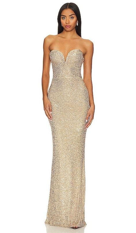 Lumiere Gown Sequined Fabric, Metallic Gold Dress, Evening Gala, Gown Gold, Boned Bodice, One Shoulder Gown, Sequin Gown, Strapless Gown, Floor Length Gown