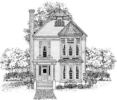 Victorian House | by Triangle Trip Brownstone House Plans, Victorian Brownstone, Queen Anne House Plans, Vintage Victorian House Plans, Small Victorian House, Victorian Floor Plans, House Illustrations, Victorian House Plan, Queen Anne House