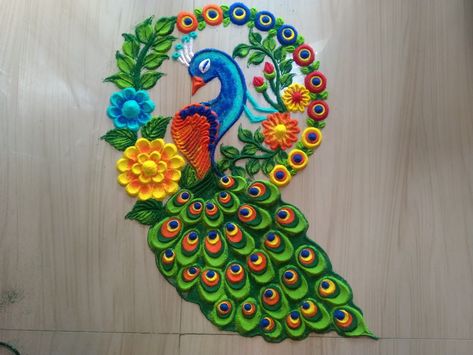 Siddhis rangoli art Diwali Rangoli Designs Unique Peacock, Mapeh Lettering, Peacock Rangoli Designs Beautiful, Unique Rangoli Designs Beautiful Diwali, Rangoli Ideas Creative Unique, Unique Rangoli Designs Diwali Latest, Rangoli Designs Latest Unique For Diwali, Unique Rangoli Designs Beautiful, Attractive Rangoli Designs