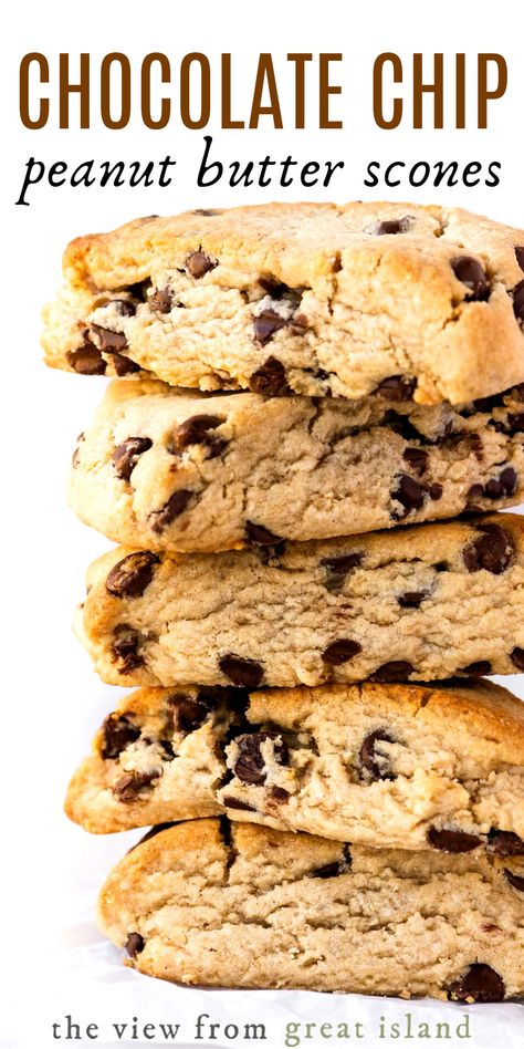 Peanut Butter Scones, Butter Scones, Clotted Cream Recipes, Chocolate Chip Scones, Chocolate Peanutbutter, Scones Ingredients, Best Peanut Butter, Peanut Butter Chocolate Chip, Peanut Butter Chocolate