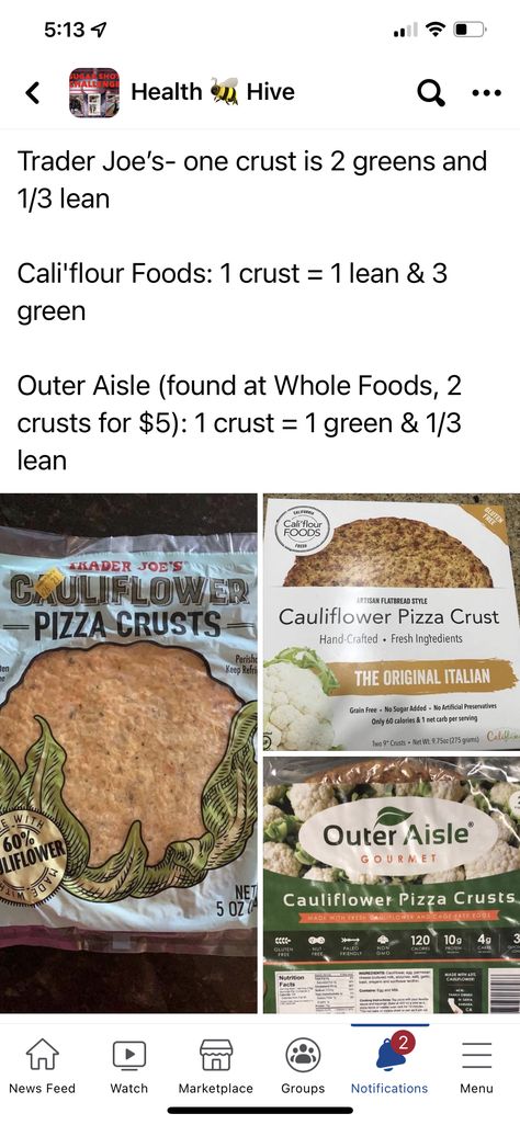 Trader Joe’s Cauliflower Pizza Crust, Optavia Pizza Recipes, Optavia Pizza, Octavia Recipes, Optavia Meals, Cauliflower Pizza Crust, Margarita Pizza, Green Meals, Lean And Green Meals