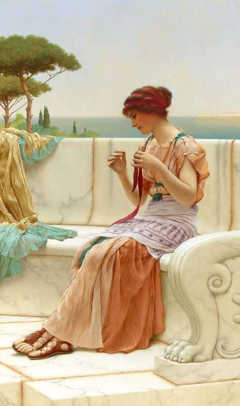 John William Godward (1861 – 1922) Raphaelite Paintings, Escape Art, Raphaelite Art, William Godward, John William Godward, Pre Raphaelite Paintings, Lawrence Alma Tadema, Greek Paintings, Pre Raphaelite Art