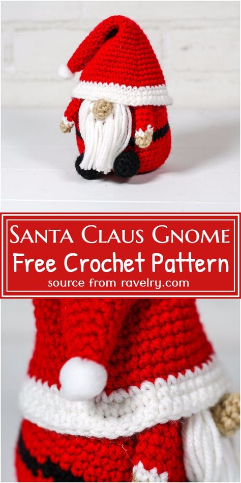 Free Crochet Santa Claus Gnome Pattern #freecrochetpattern #crochetsantaclaus #freecrochetsantaclaus #freecrochetsantaclauspattern Crochet Santa Gnome, Crochet Gnomes Pattern Free, Winding Road Crochet, Christmas Crochet Patterns Free, Santa Gnome, Gnome Pattern, Crochet Santa, Crochet Xmas, Crochet Christmas Decorations