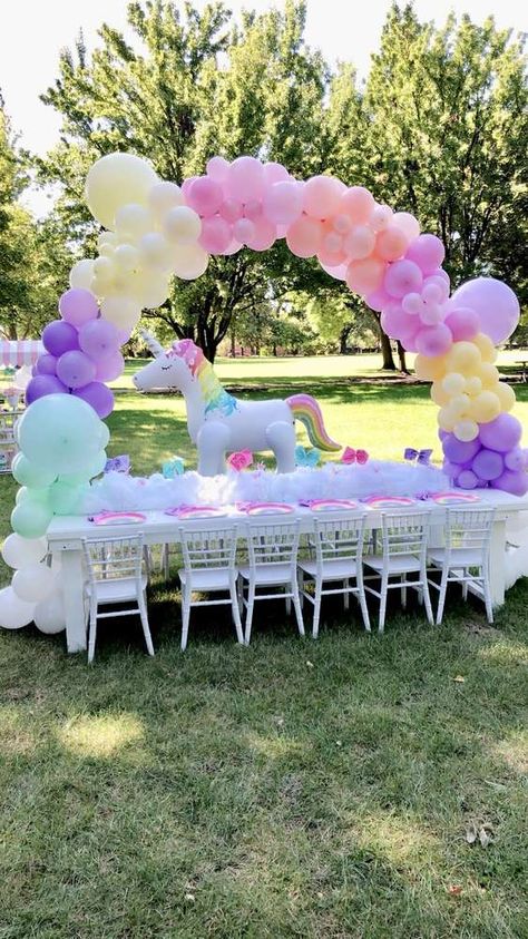 Diy Unicorn Birthday Party, Unicorn Birthday Party Ideas, Rainbow Unicorn Birthday Party, Unicorn Birthday Party Decorations, Jojo Siwa Birthday, Rainbow Unicorn Party, Unicorn Themed Birthday Party, Rainbow Unicorn Birthday, Unicorn Birthday Party