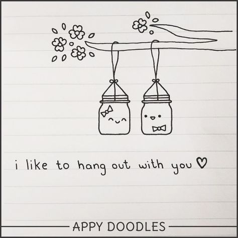 I like to hang out with you <3 Cute pun cards for valentines! Watch this video! YouTube Channel : Appy Doodles #appydoodles #doodles #youtube #video #valentines #cards #love #cute #puns#kawaii#howtodoodle#beginners#easy Love Doodles For Best Friend, Doodle Drawings Love Cute, Love Art Doodle, Cute Easy Doodles Love, Cute Doodle For Best Friend, Cute Doodles For Bestie, Cute Loving Drawings, Mini Love Doodles, I Love Hanging Out With You