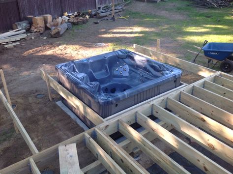 Hot tub install Coin Spa, Deck With Hot Tub, Mobile Home Addition, Pallet Deck, Tub Deck, Spa Jacuzzi, K9 Training, Hot Tub Deck, Porch Living