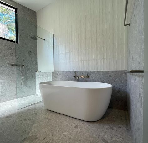 Tiles Behind Bath, Free Standing Bathtub With Tile Wall, Wall Mounted Faucet For Freestanding Tub, Freestanding Tubs With Wall Mount Faucet, Freestanding Bath With Wall Mounted Taps, Large Tile Bathroom, Bathroom Large, Small Freestanding Bathtub Badeloft Usa • Luxury Bathrooms, Wet Room Tiles