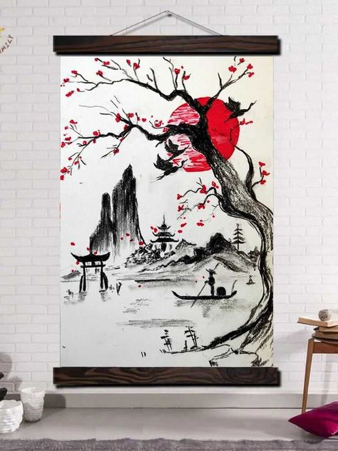 Japanese Traditional Painting, Anime Yukata, Printing Painting, Classe D'art, Japanese Paintings, Asian Quilts, Umbrella Decorations, Japanese Umbrella, Design Japonais