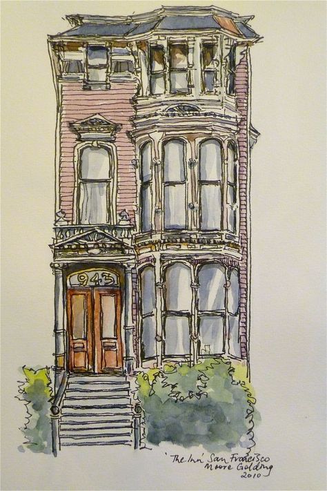 Building Inspiration, Canvas For Beginners, Watercolor Architecture, Architecture Drawing Art, Building Art, House Building, 수채화 그림, Watercolor Ink, House Drawing