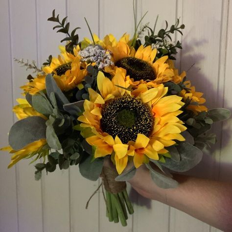 Sunflower Wedding Bouquet Rustic Bridal Bouquet Yellow - Etsy UK Bridal Bouquet Yellow, Bouquet With Sunflowers, Rustic Bridal Bouquet, Wedding Bouquet Rustic, Yellow Bridal Bouquets, Homecoming Flowers, Sunflower Wedding Bouquet, Fall Bridesmaids, Yellow Wedding Flowers