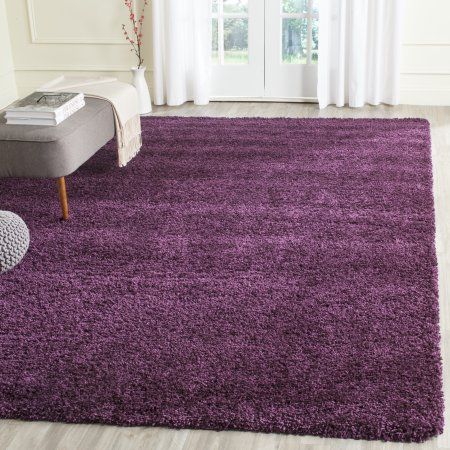 Safavieh California Solid Plush Shag Area Rug or Runner, Purple Gold Grey Living Room, Grey Living Room, Rug Purple, Carpet Trends, Carpet Cleaning Hacks, Brown Carpet, Shag Carpet, Purple Area Rugs, Diy Carpet