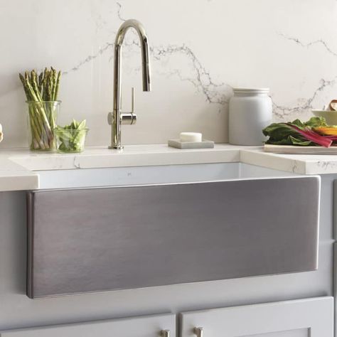 Dreamer Fireclay Kitchen Sink in Platinum (PMK3018-P) Modern Farmhouse Kitchen Sink, 30 Inch Kitchen Sink, Apron Kitchen Sink, Apron Front Kitchen Sink, Fireclay Farmhouse Sink, Farmhouse Kitchen Sink, Apron Sink Kitchen, Apron Front Sink, Farmhouse Apron