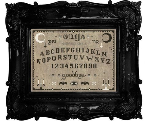 Cross Stitch Witch, Ouija Board Planchette, Witch Cross Stitch, Witch Board, Cross Stitch Sampler Patterns, Pumpkin Cross Stitch, Fancy Hands, Halloween Cross Stitch Patterns, Subversive Cross Stitch