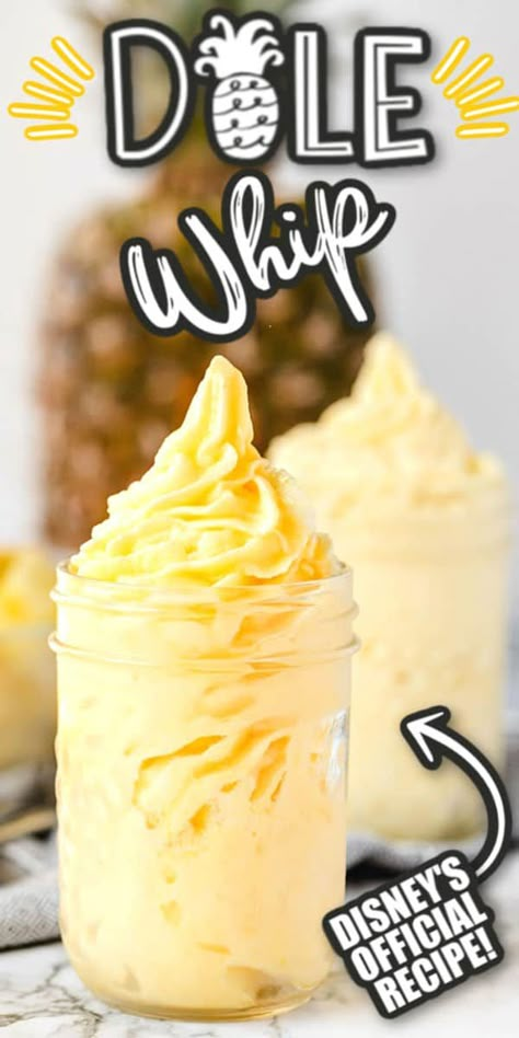 No need for a trip to Disney to enjoy the deliciousness of their famous Dole Whip. They’ve shared their secret recipe for this refreshing drink with us, and it’s the perfect summer treat! Three ingredients are all you need - Pineapple, pineapple juice, and ice cream! Not a copycat recipe - this is Disney's Offical Recipe! Ice Recipes, Pineapple Dole Whip, Tasty Sweets, Dole Whip Recipe, Cooking Tree, Yummy Summer Drinks, Valentines Desserts, Pineapple Whip, Pineapple Dessert Recipes