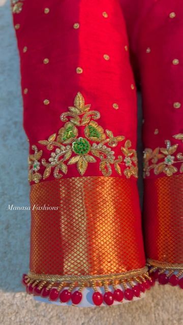 Red Designer Blouse, Red Blouse Design, Simple Work, Traditional Blouse Designs, Maggam Works, Maggam Work Blouse Designs, Maggam Work Blouses, Fancy Blouse, Work Blouses