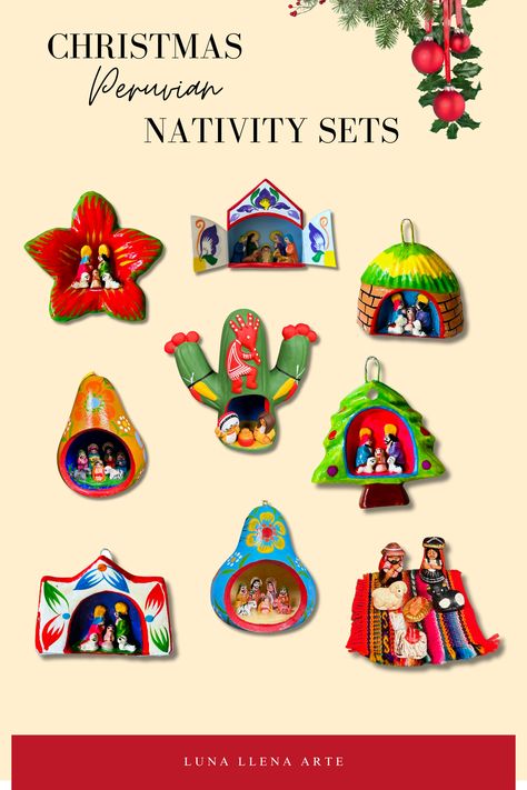 nativity sets Peruvian Christmas, Mexican Nativity, Christmas Decor Nativity, Indoor Christmas Decor, Religious Ornaments, Gourds Birdhouse, Mexican Christmas, Katy Texas, The Holy Family