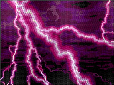 Cross Stitch Clouds, Neon Cross Stitch, Lightning Cross Stitch, Cloud Cross Stitch, Lightning Embroidery, Clouds Cross Stitch Pattern, Anime Colouring, Lightning Storms, Cross Stitch Calculator