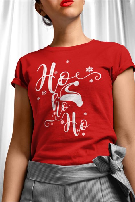 Chriatmas Tshirt, Customizable Christmas T-shirt, Cute Christmas T-shirt With Letter Print, Christmas Cotton T-shirt, Red Christmas Shirt, Santa Ho Shirt, Matching Christmas Outfits, Xmas Pjs, Christmas Tree Sweater