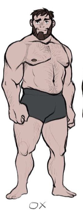 Cartoon Muscle Man, Strong Man Reference, Buff Character Design, Buff Man Drawing Reference, Chubby Male Body Reference, Fat Man Drawing, Chubby Guy Drawing, Fat Anime Characters, Daddy Chill