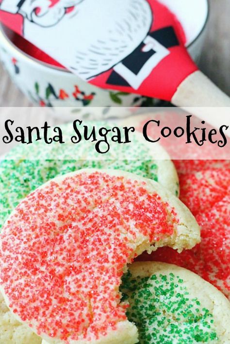 Santa Sugar Cookies, Santa Cookie Recipe, Cookies With Sprinkles, Christmas Sugar Cookie Recipe, Sugar Cookies With Sprinkles, Sanding Sugar, Snickerdoodle Recipe, Ultimate Cookies, Cookies For Santa